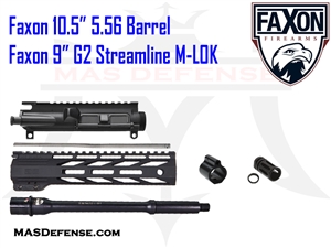 10.5" 5.56 AR-15 BARRELED UPPER KIT - FAXON FIREARMS 9" G2 STREAMLINE M-LOK RAIL UNASSEMBLED KIT 15A58C10NSQ  FFHGMLOK9G215