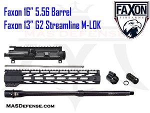 16" 5.56 AR-15 BARRELED UPPER KIT - FAXON FIREARMS 13" G2 STREAMLINE M-LOK RAIL - UNASSEMBLED KIT 15A58M16NSQ FFHGMLOK13G215